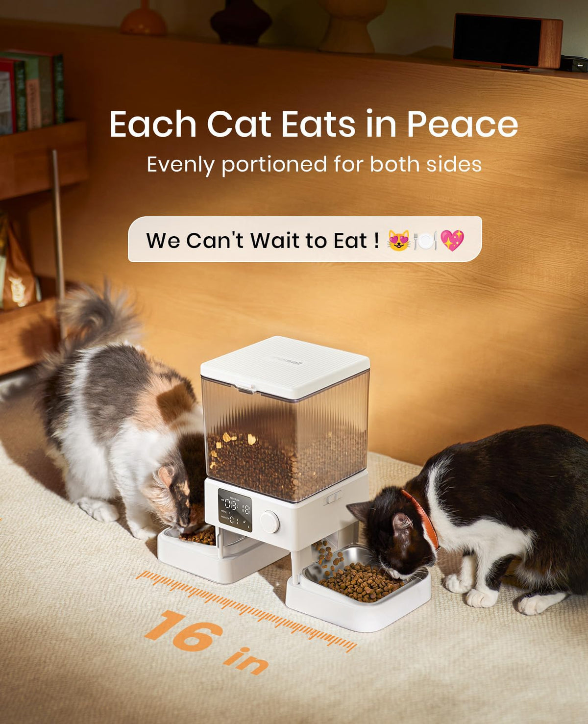 Automatic Cat Feeder for 2 Cats Pets (White)