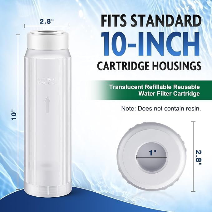 Refillable Empty Cartridge 10x2.5 for DI Resin or Media