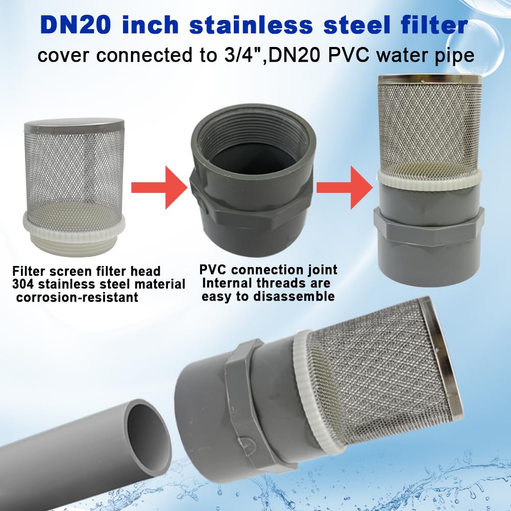 3 4" Stainless Steel Filter Cover Connected to 3 (3/4"DN20)