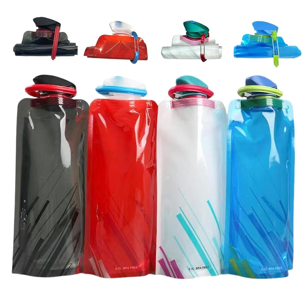4 Pack Collapsible Water Bottles for Travel