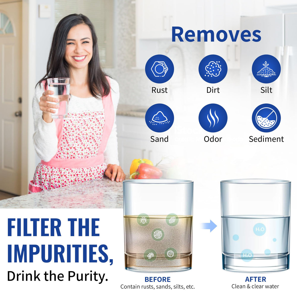 4 Piece RO Filter Kit with Membrane for Krystal Pure KR10 & KR15 (4 Piece Set with Membrane)
