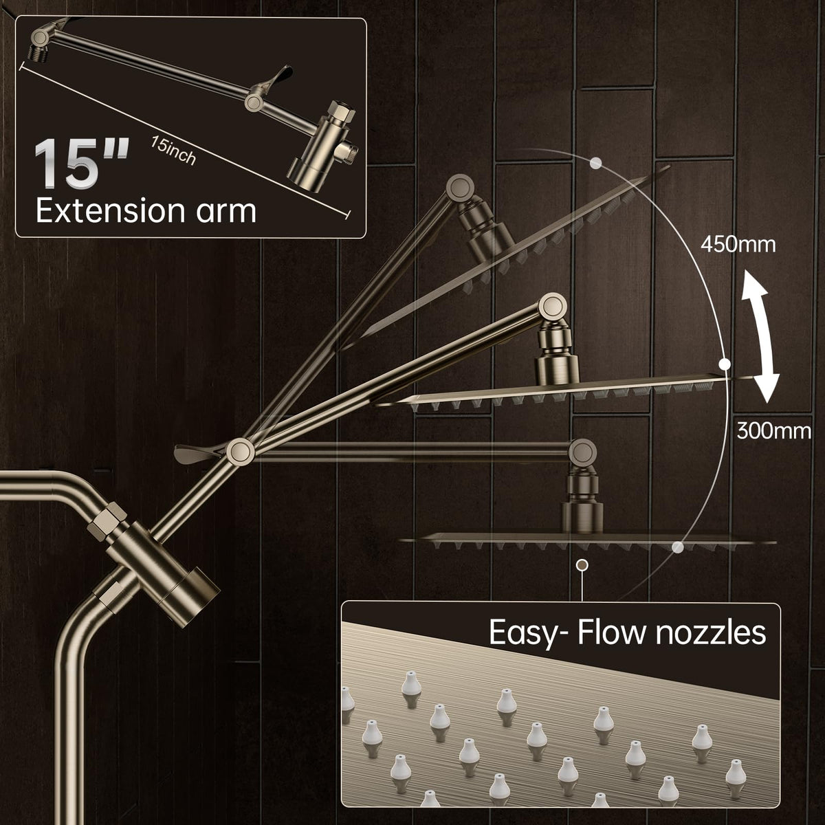 All Metal 10" Luxurious Brushed Nickel Rain Shower Head with Handheld (Brushed Nickel / 10 Inch)
