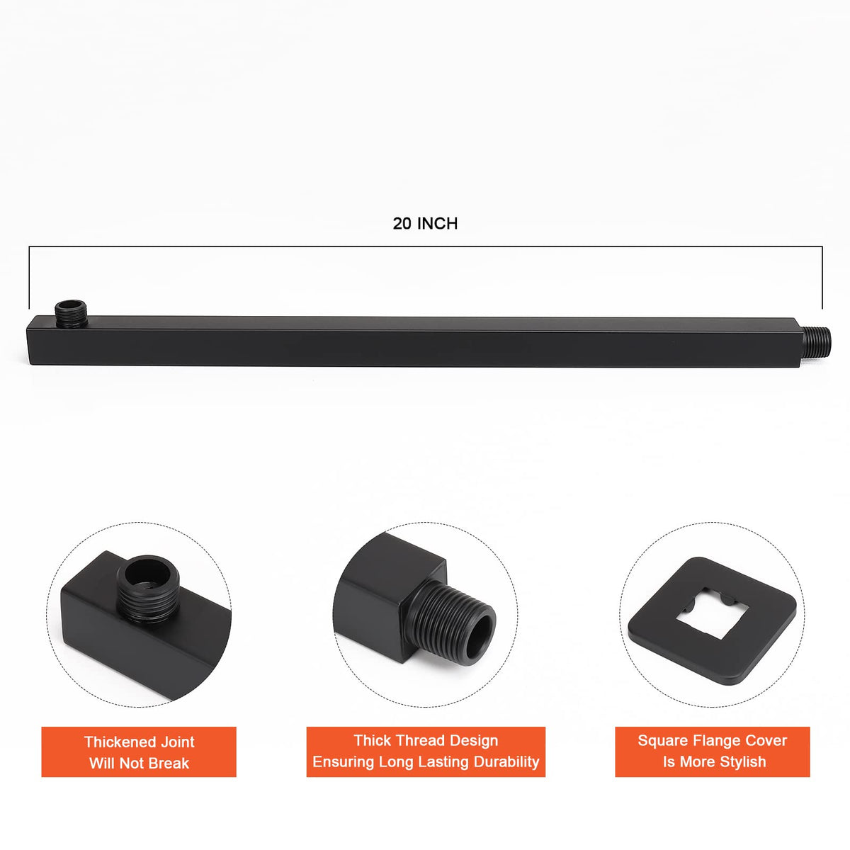 Shower Head with Extension Arm (16'' Shower with 20'' Arm / Matte Black)