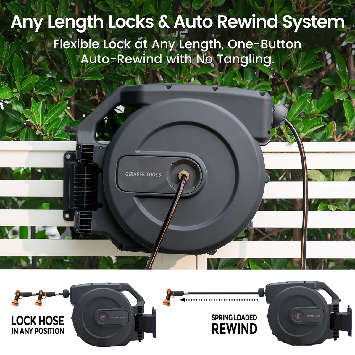 Retractable Garden Hose Reel 5 (Dark Grey / 5/8" 115+5 FT)