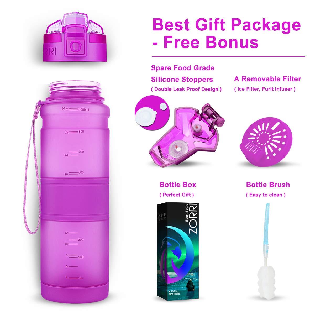 Sport Water Bottle Kids (17 Ounces / Purple)