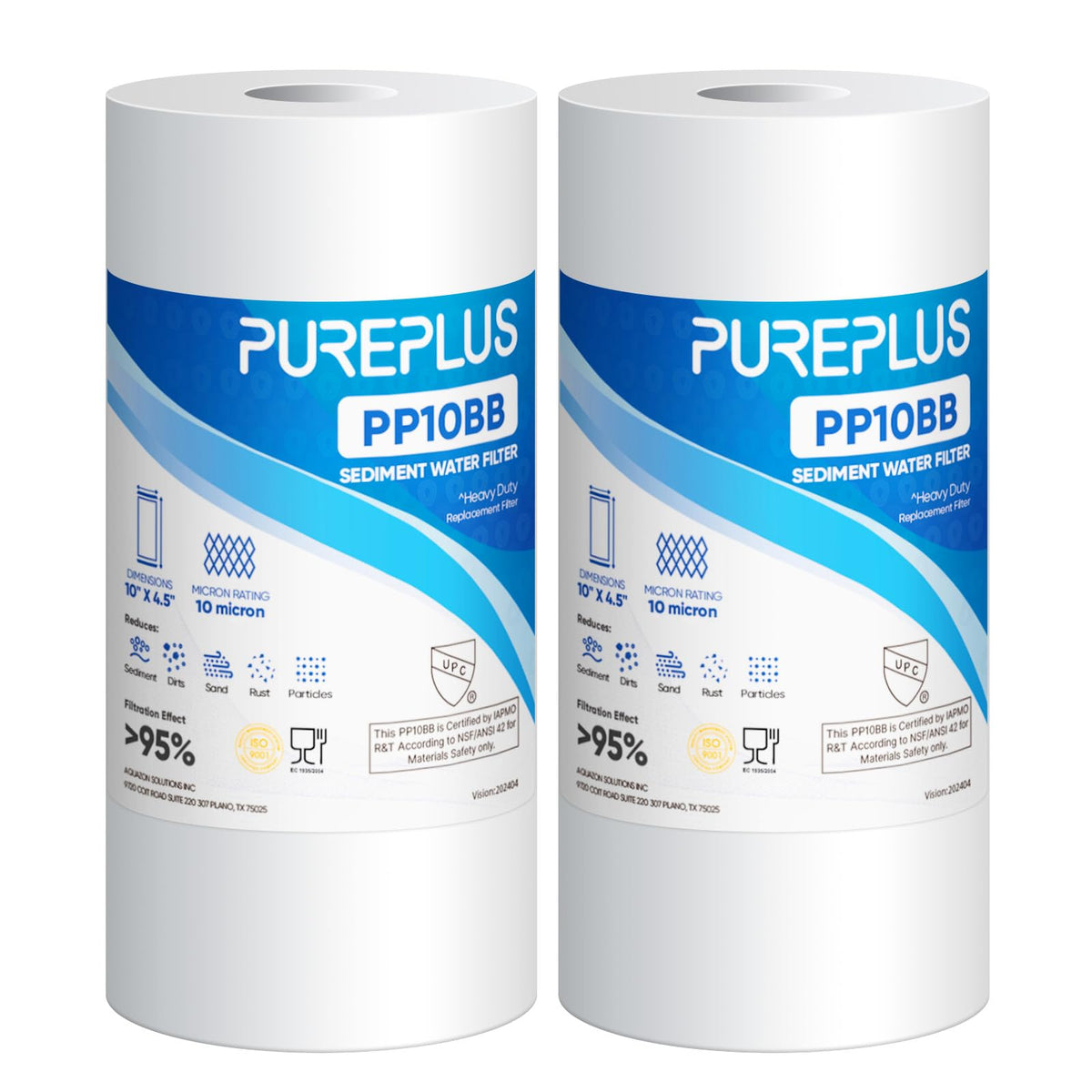10 Micron 10"x4.5" Whole House Sediment Water Filter (2 Count (Pack of 1))