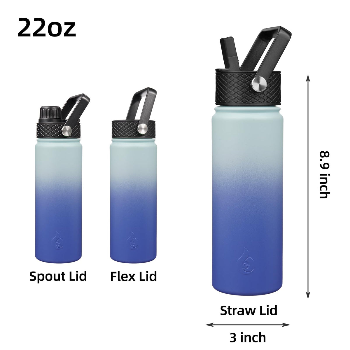 22oz Insulated Water Bottle with Straw Lid (22 Ounces / Sky)