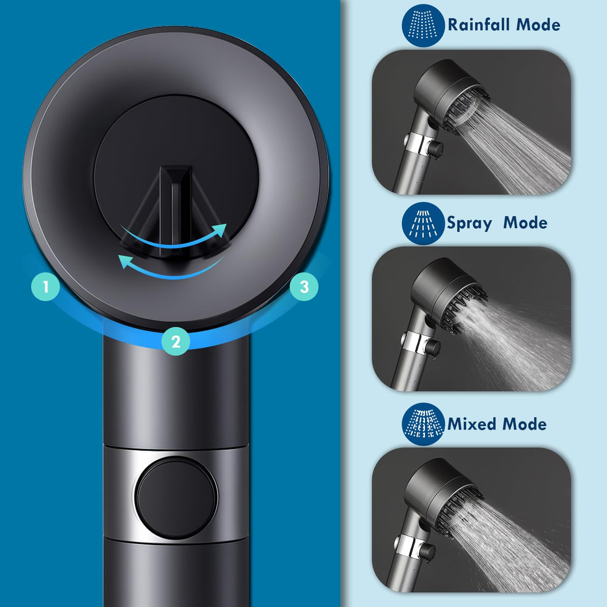 Filtered Shower Head with Handheld (Dark Gray)