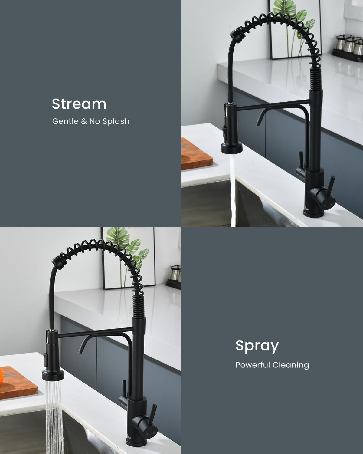 3 Way Black Kitchen Faucet with Water Filler (260-Black)