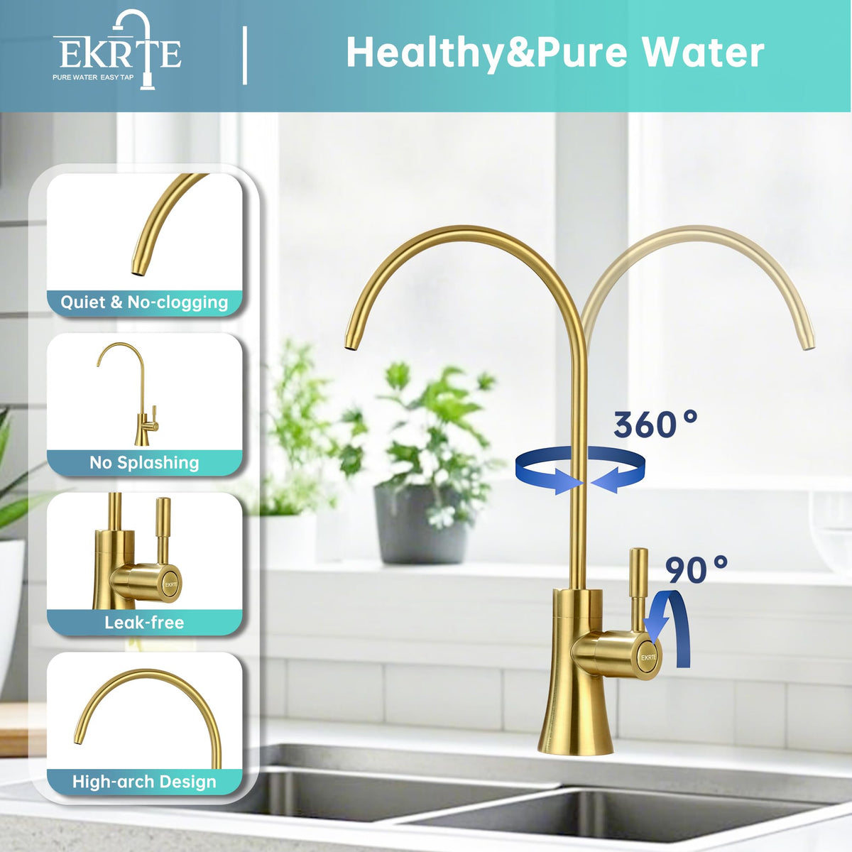 Brushed Gold Water Filter Faucet (Brushed Gold)