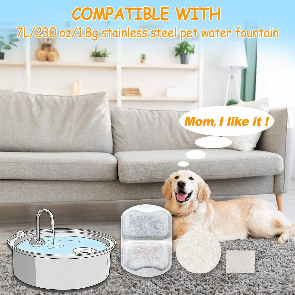 18 Sets Pet Water Fountain Filter Replacement Compatible with Oneisall PWF