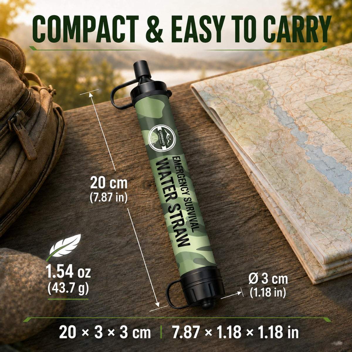 WaterFilterStraw1PackforCamping (1-Pack Camo / 1 PCS)