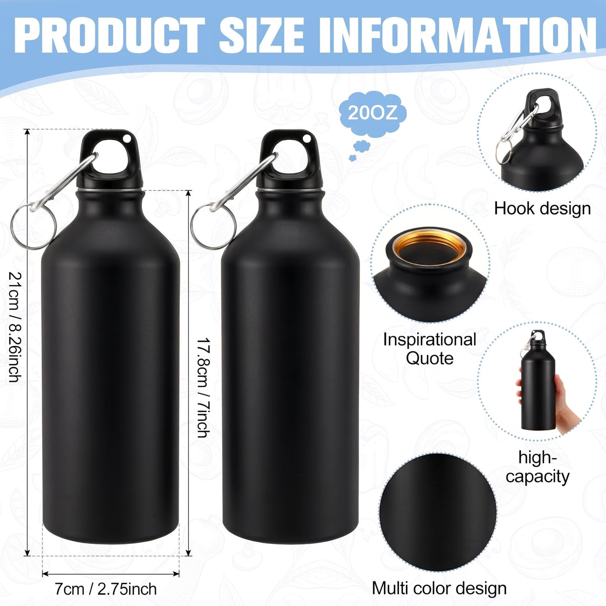 30 Pcs Aluminum Water Bottles Bulk Reusable Bottles (Black)
