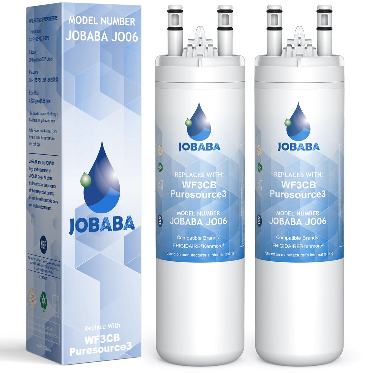 Replacement for Frigidaire WF3CB Water Filter (White Blue / 2 Count (Pack of 1))