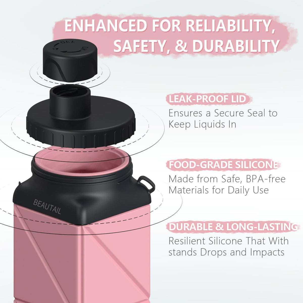 Collapsible Water Bottles 21 oz (Type3 Pink)