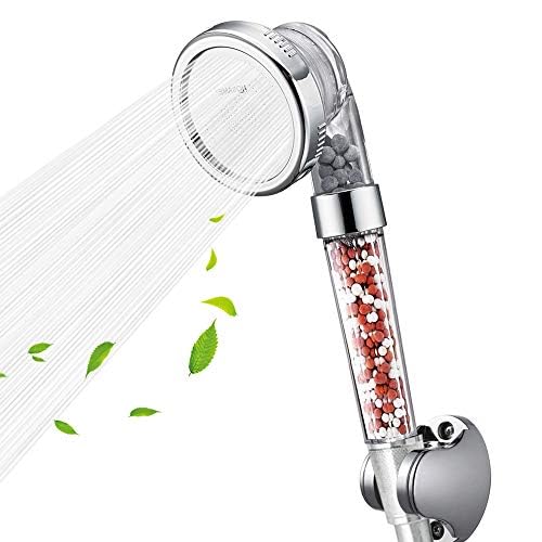 Shower Head Filter Filtration High Pressure Water Saving 3 Mode Function Spray Handheld Showerheads 1.6 GPM for Dry Hair & Skin SPA (White)