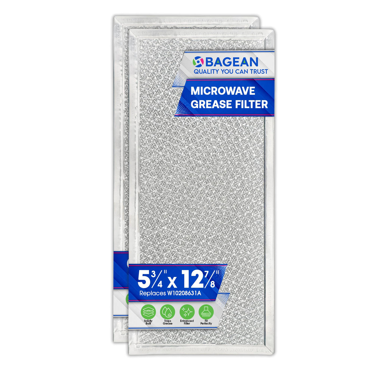 Microwave Filter 5.8"x12.9" Fits Whirlpool W10208631A Grease Filters ((2-Pack))