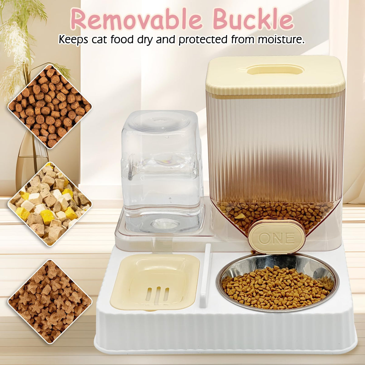 Gravity Cat Feeder & Water Dispenser (Style E / Yellow-Metal Bowl)
