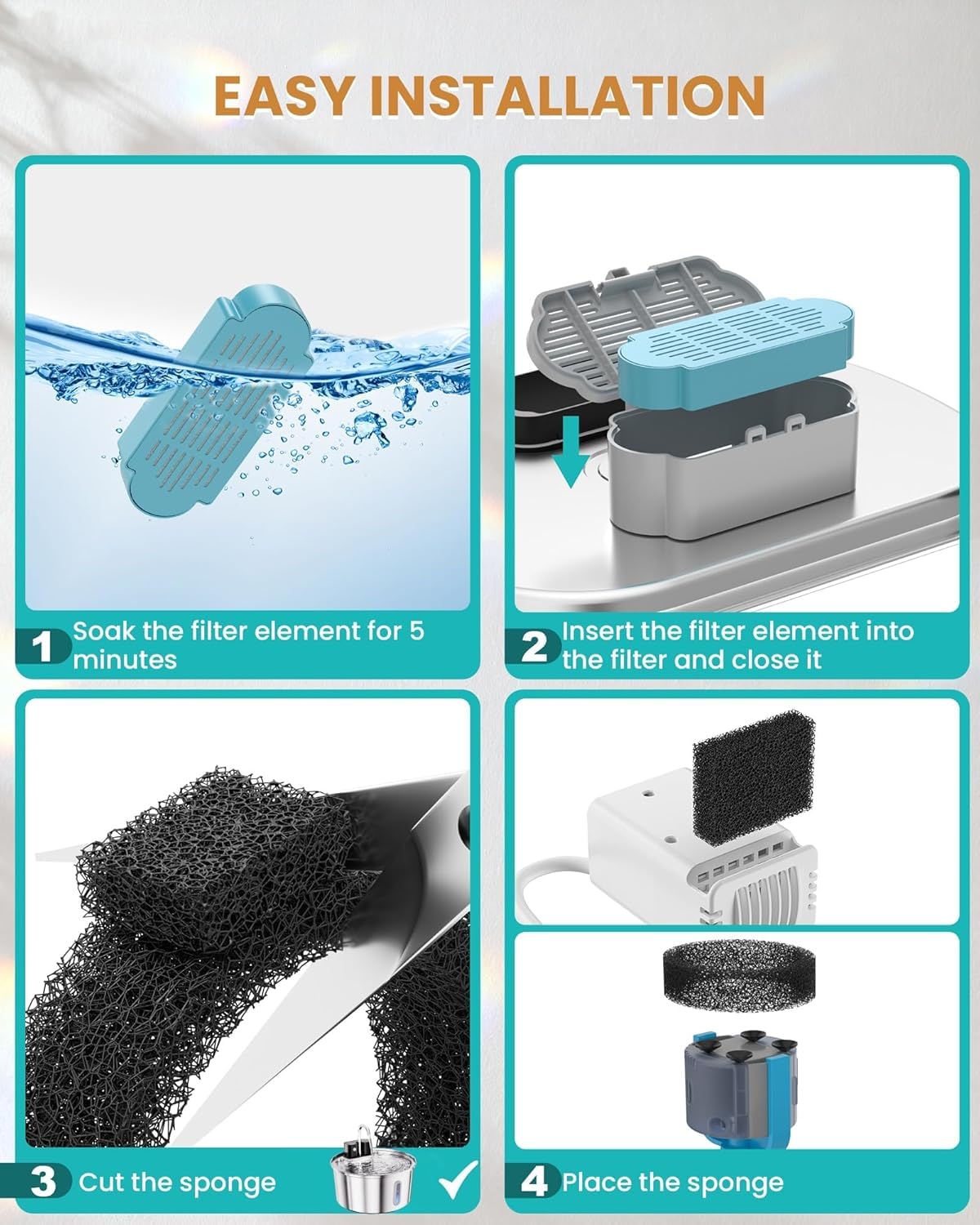 Official Tomxcute Cat Water Fountain Replacement Filters