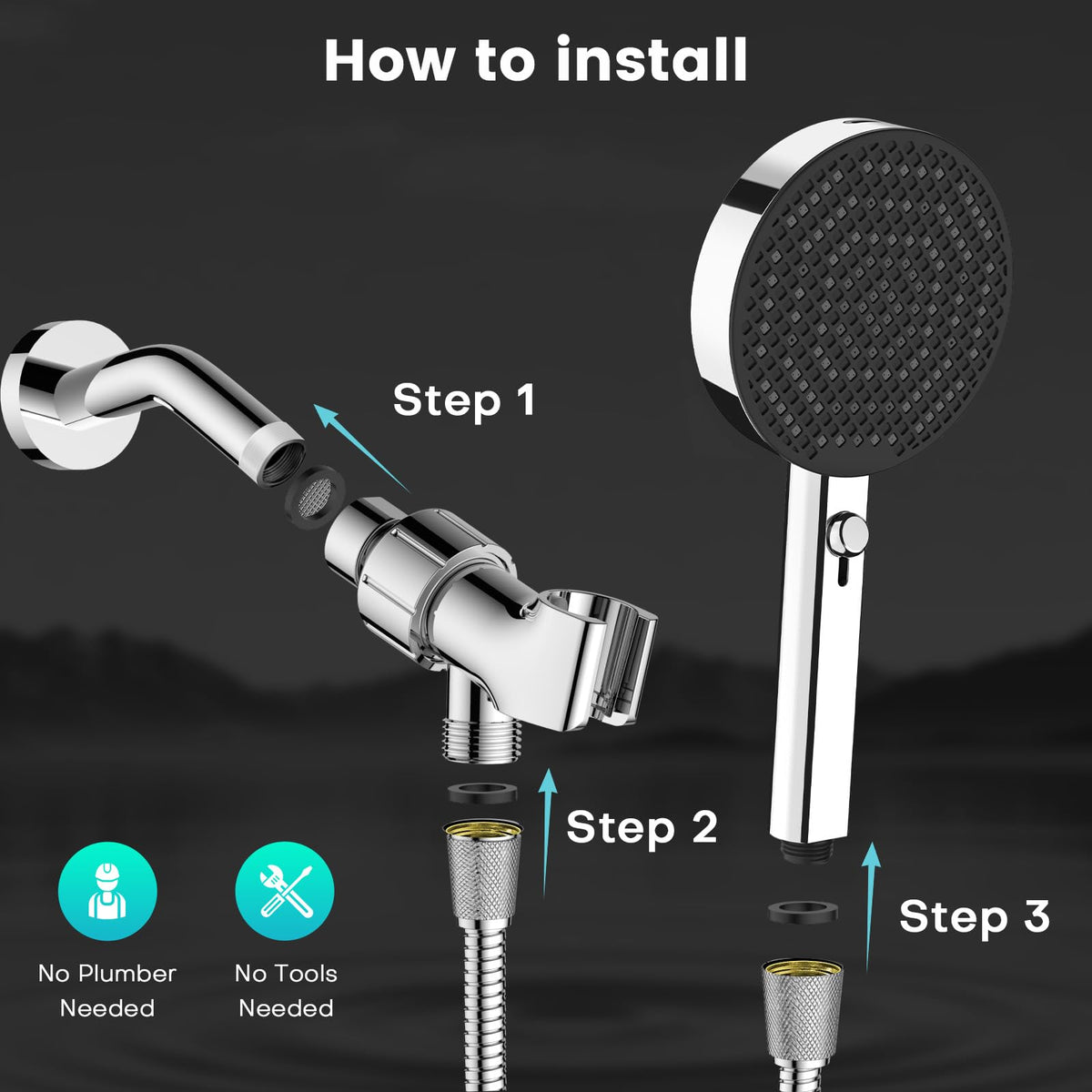 Filtered Shower Head with Handheld (Chromium Silver / 5 inch Panel)