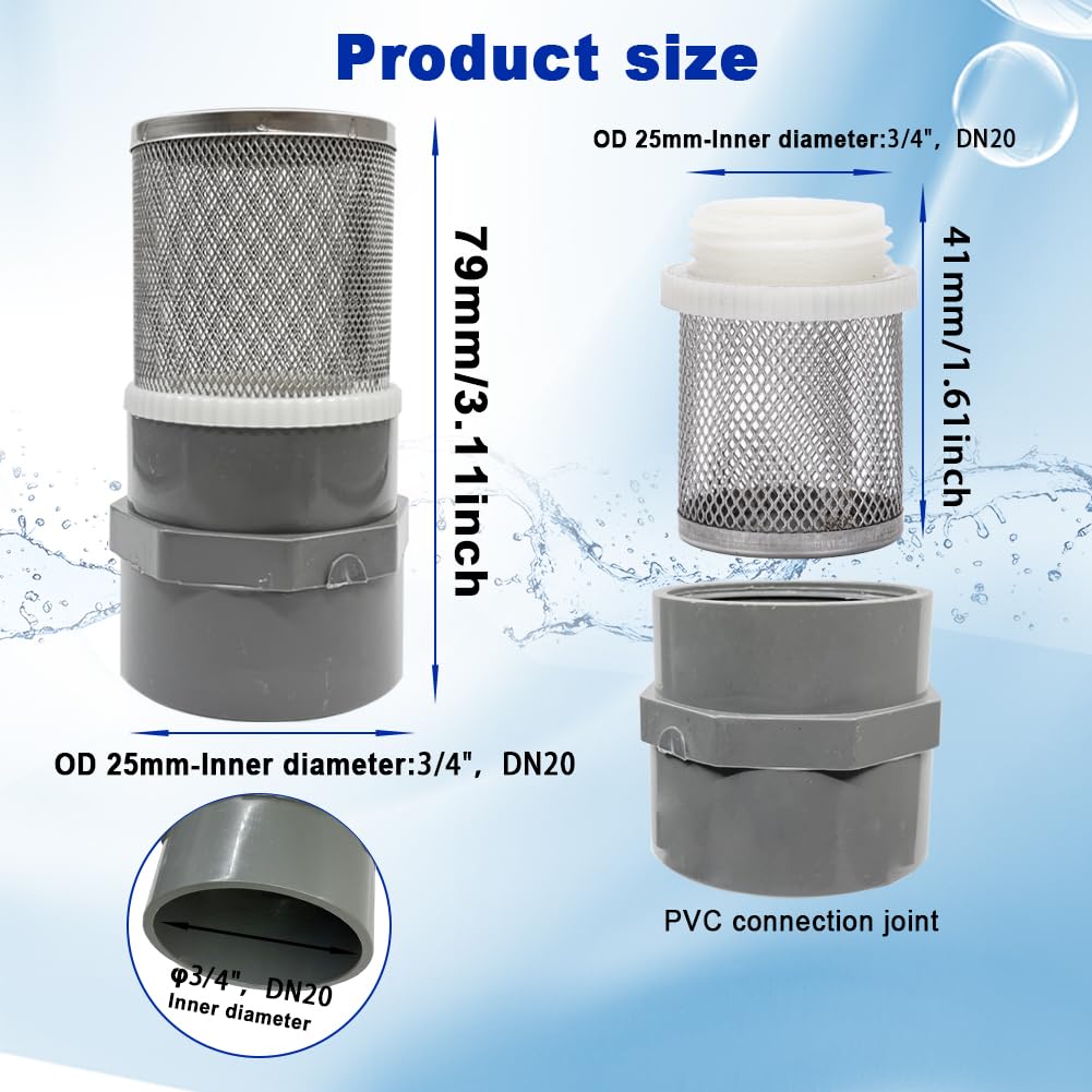 3 4" Stainless Steel Filter Cover Connected to 3 (3/4"DN20)