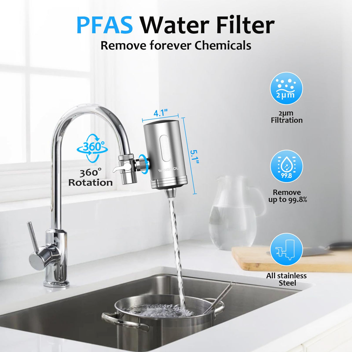 Visible Window Faucet Water Filter Stainless Steel