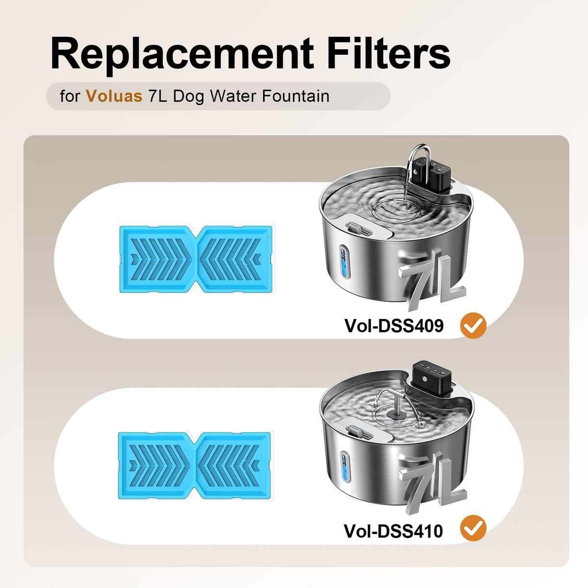 409 Replacement Dog Fountain Filters for 7L Pet Fountain