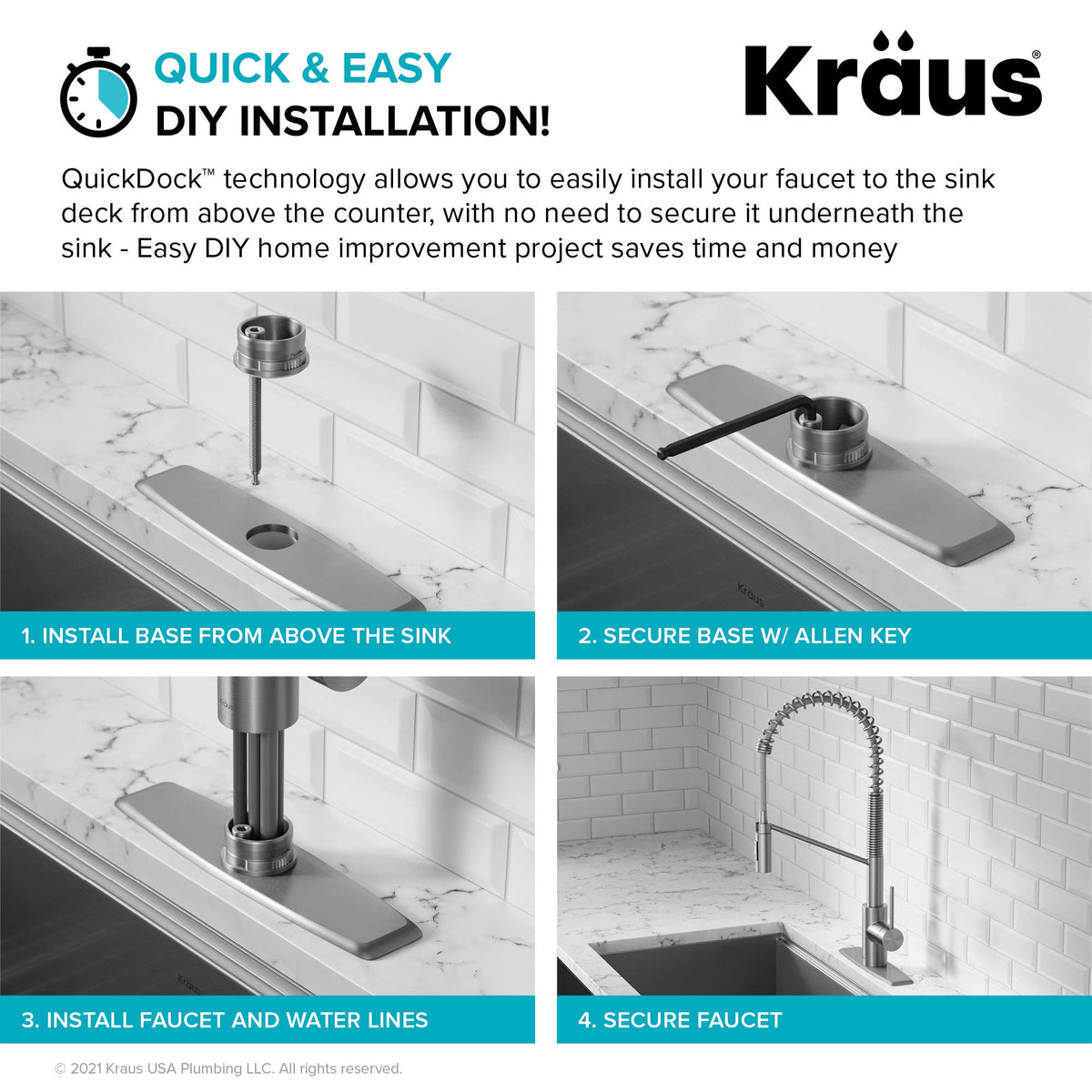 Oletto Commercial Style Single Handle Pull Down Kitchen Faucet with QuickDock Top Mount Installation Assembly in Spot Free Antique Champagne Bronze (Spot-Free Antique Champagne Bronze / Commercial Style Faucet)
