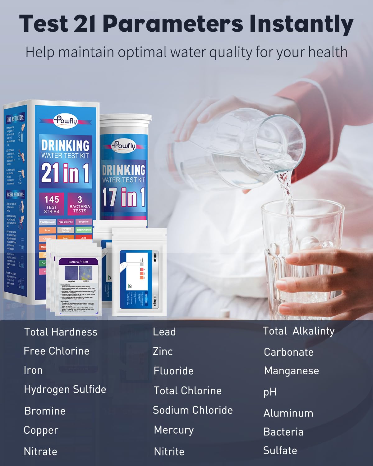 21 in 1 Drinking Water Test Kit (21 in 1 & 125 Strips)