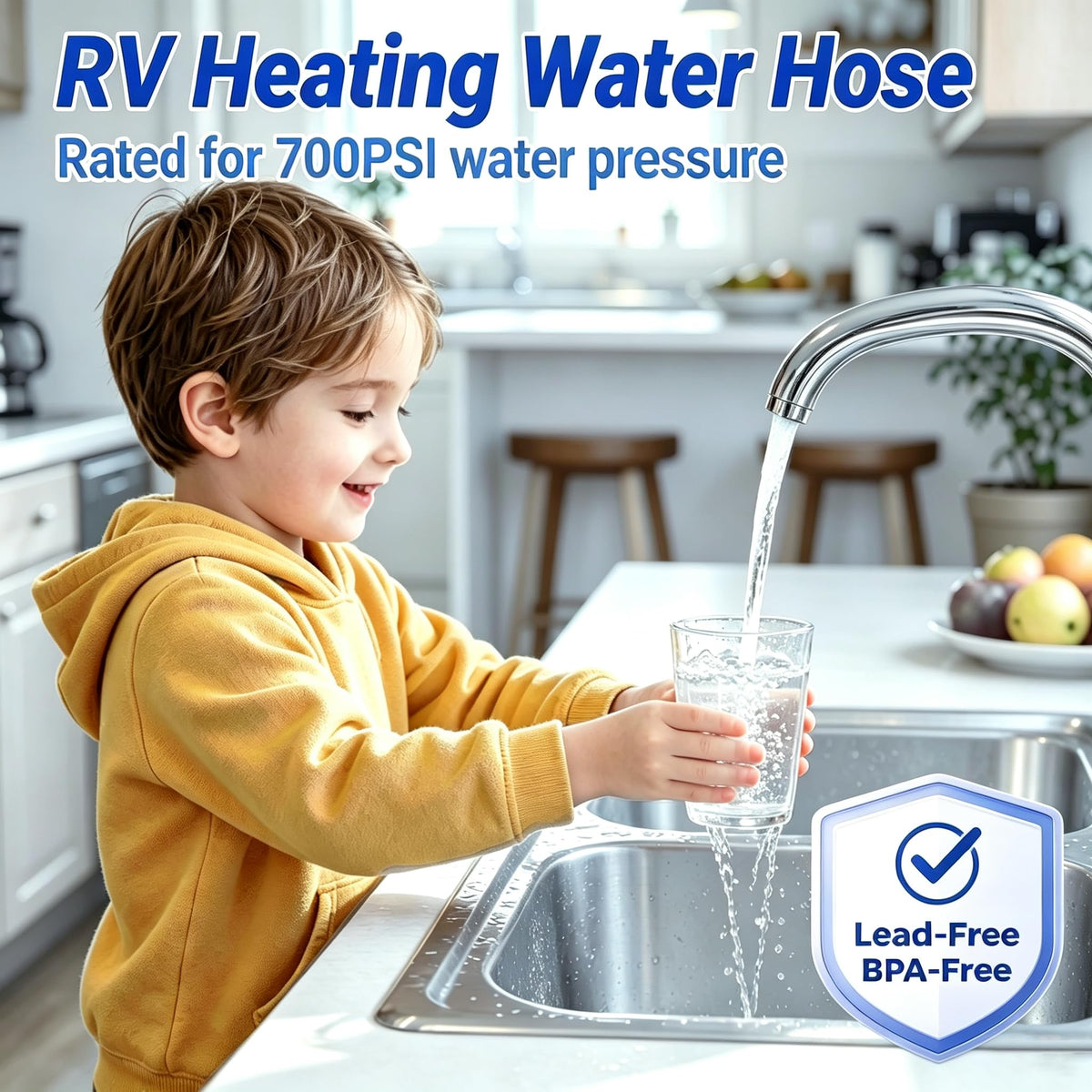 15FT Heated Water Hose for RV (15FT / Blue)