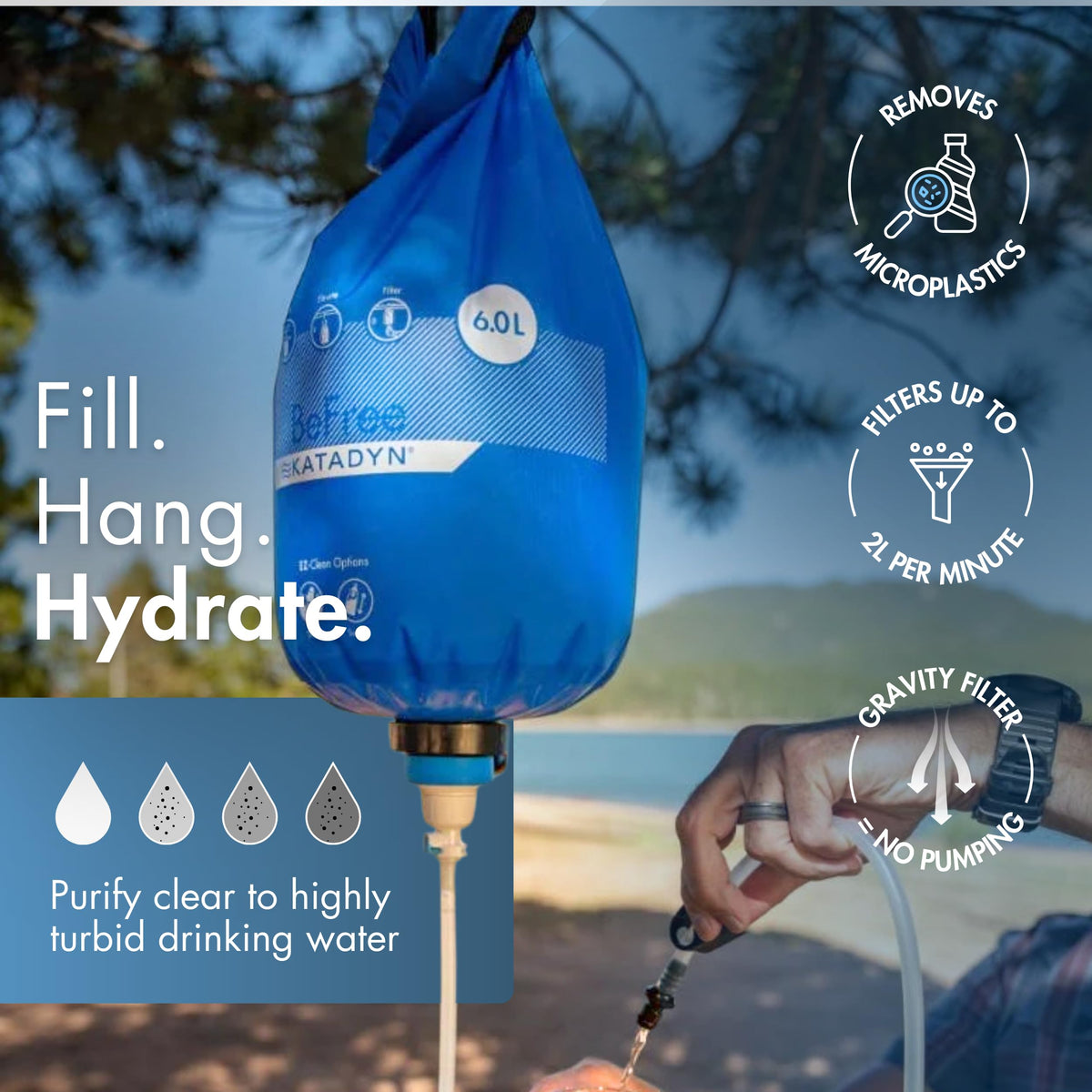 BeFree Gravity Water Filter 6L for Camping & Group Use (Gravity 6L)