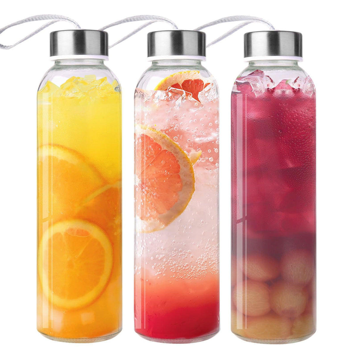 Glass Water Bottles with Lid