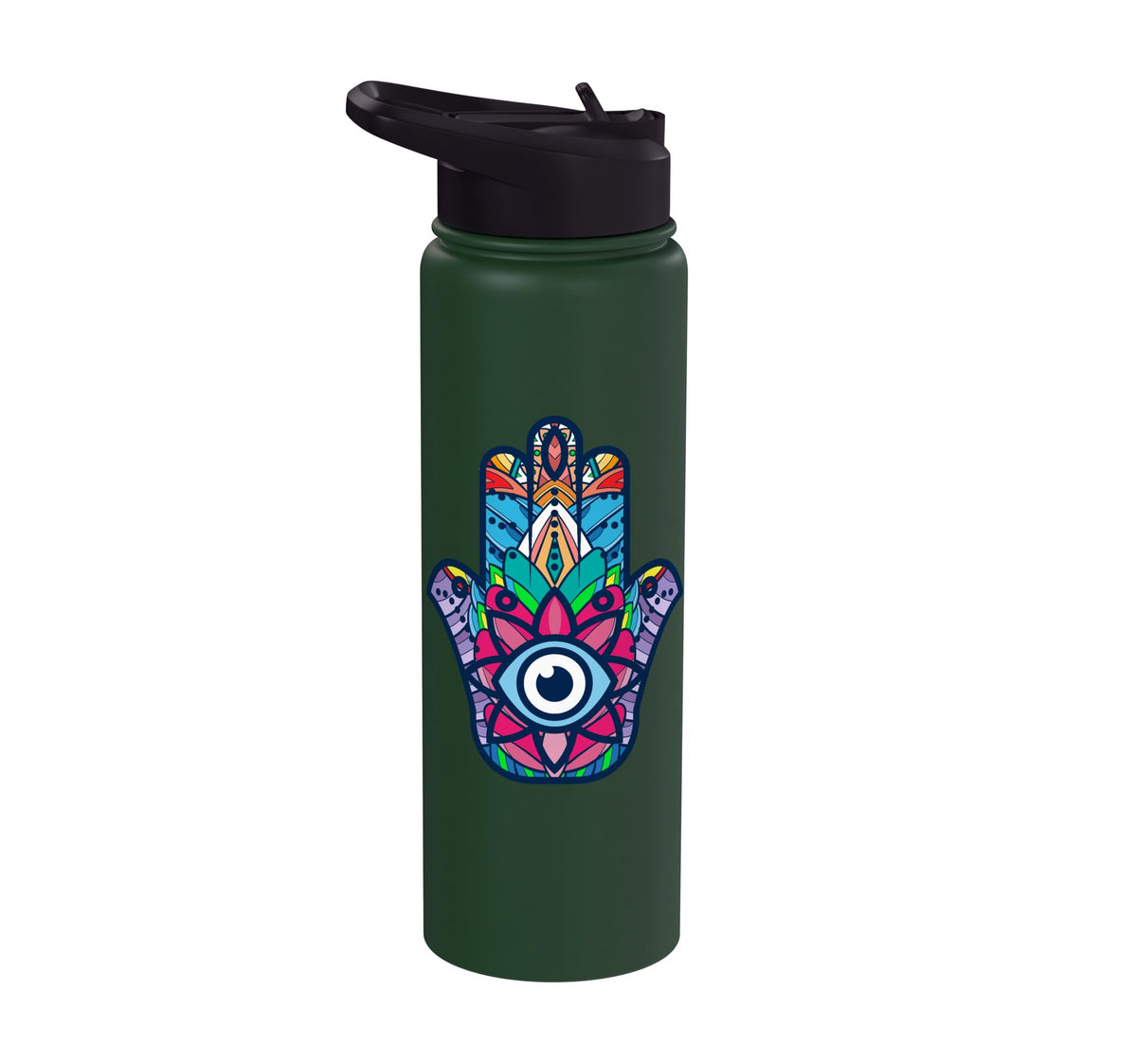 Colorful Nazar Amulet Hamsa Symbol Blue Evil Eye Ornament Stainless Steel Insulated Water Bottle