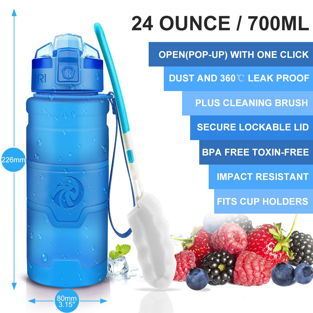 Sport Water Bottle Kids (24 Ounces / Blue)