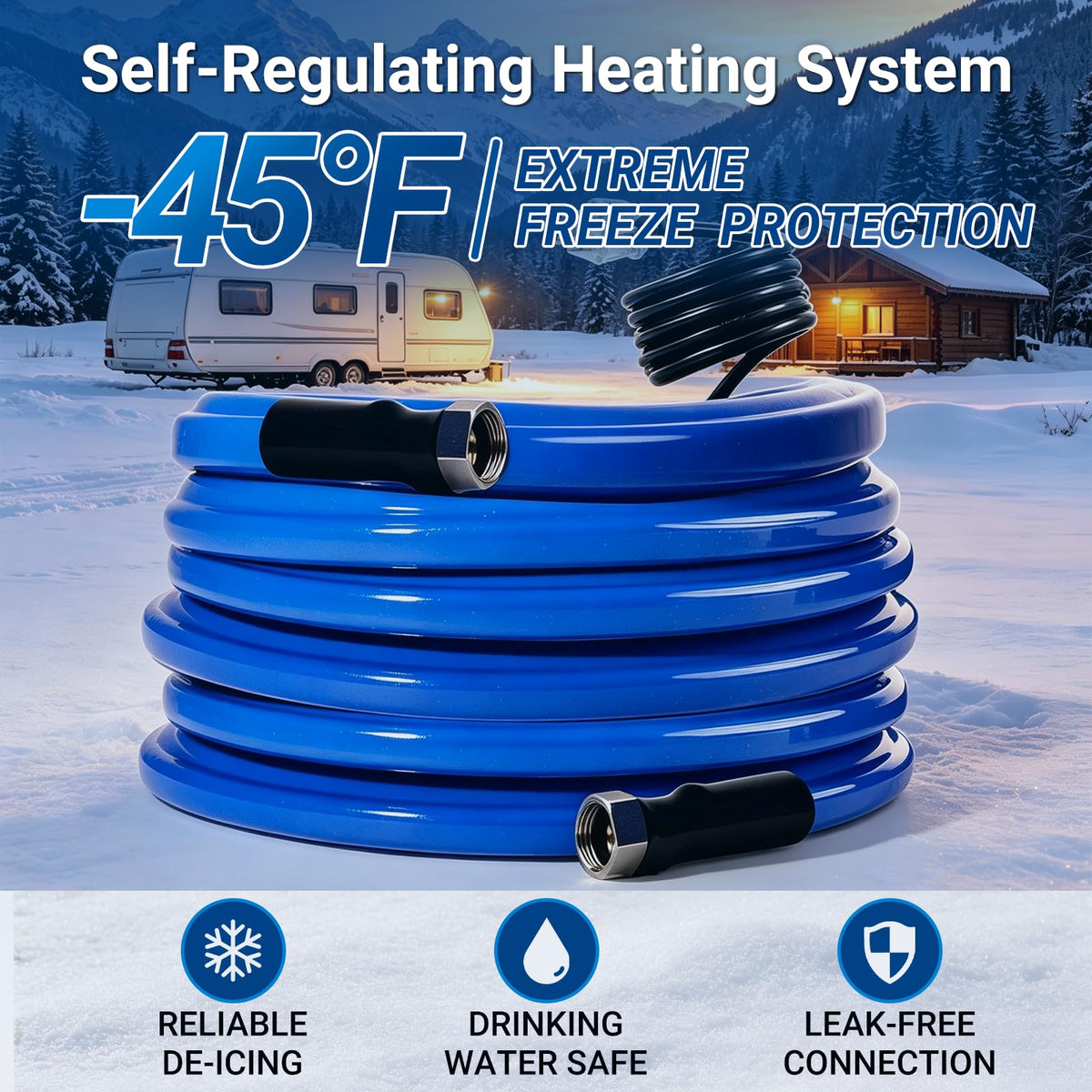 15FT Heated Water Hose for RV (15FT / Blue)