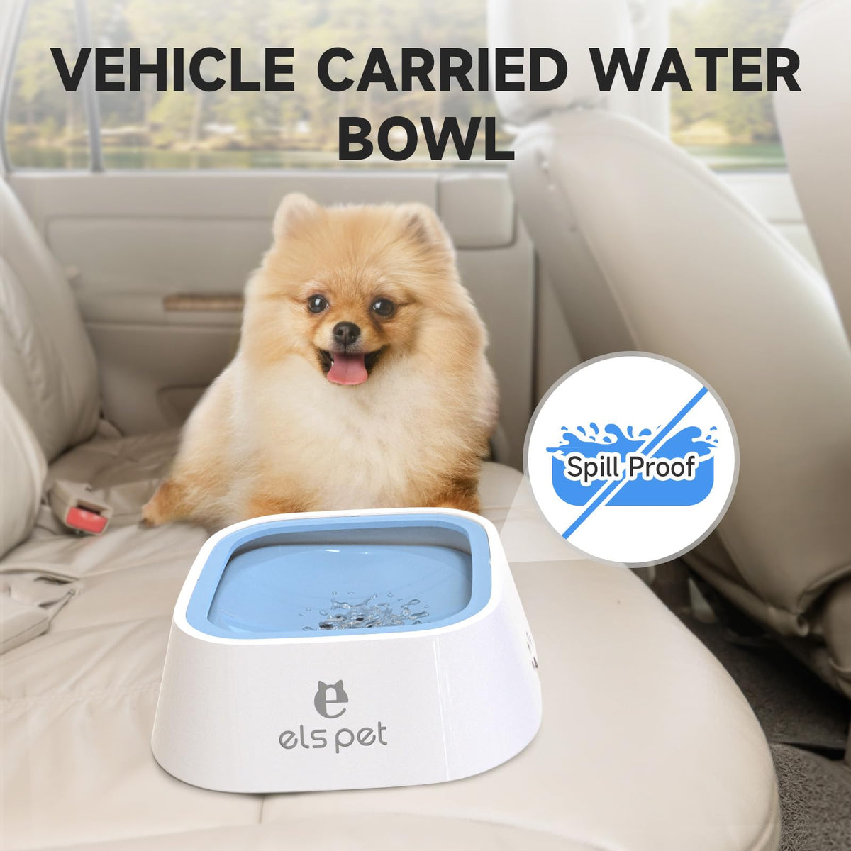 No Spill Dog Cat Bowl 35oz 1L Anti Slip Travel Water Dispenser Blue (1L / Blue)