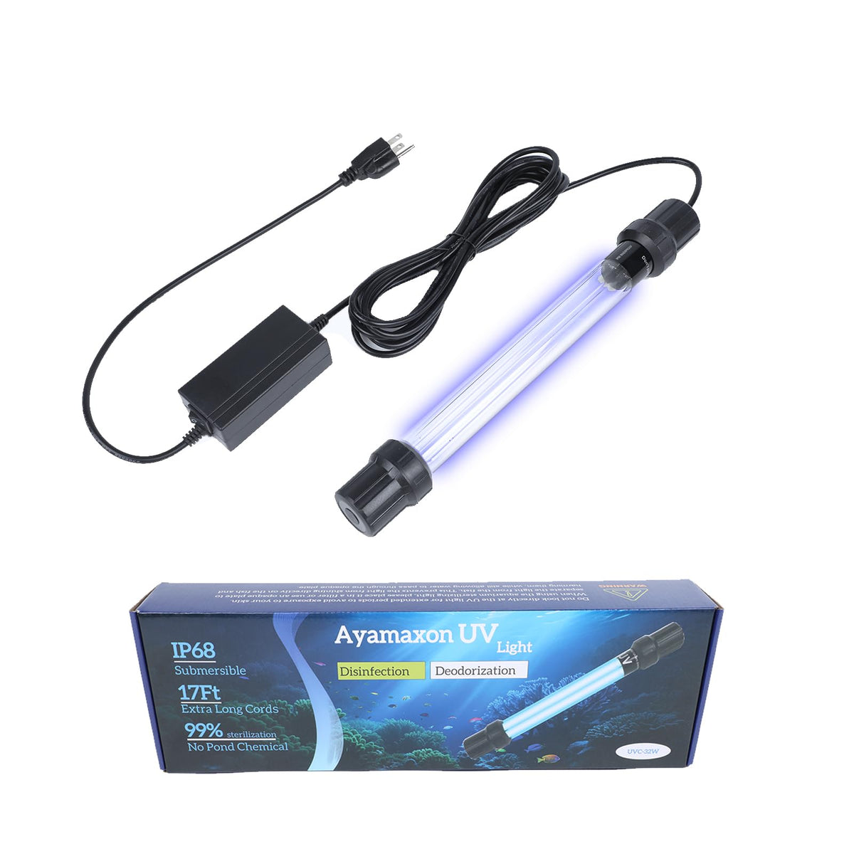 32W UV Submersible Aquarium Light for 100 (32W)