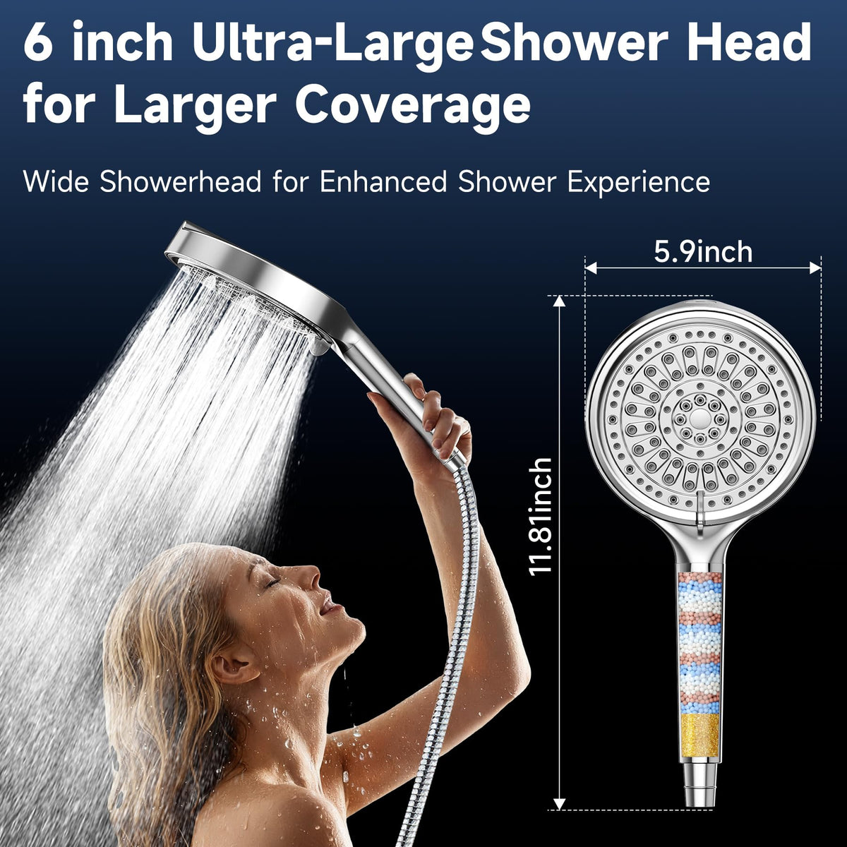 6 Inch Filtered Shower Head (Chrome)