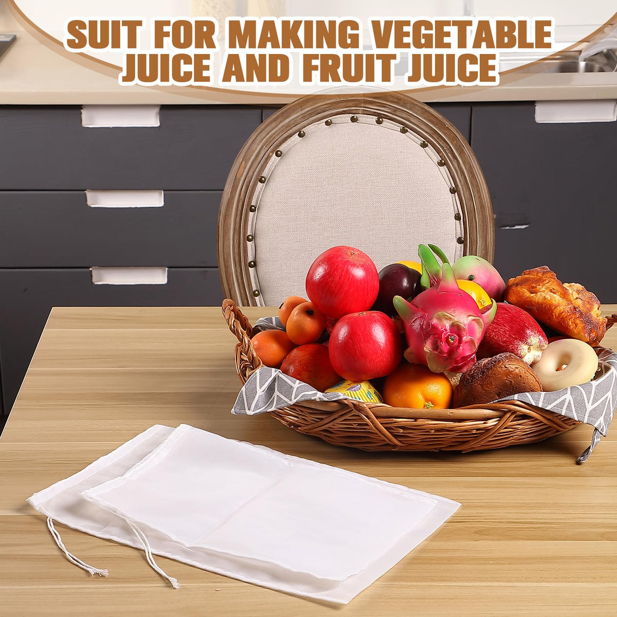 Nut Milk Bags Reusable Fine Mesh Nylon Strainer Drawstring