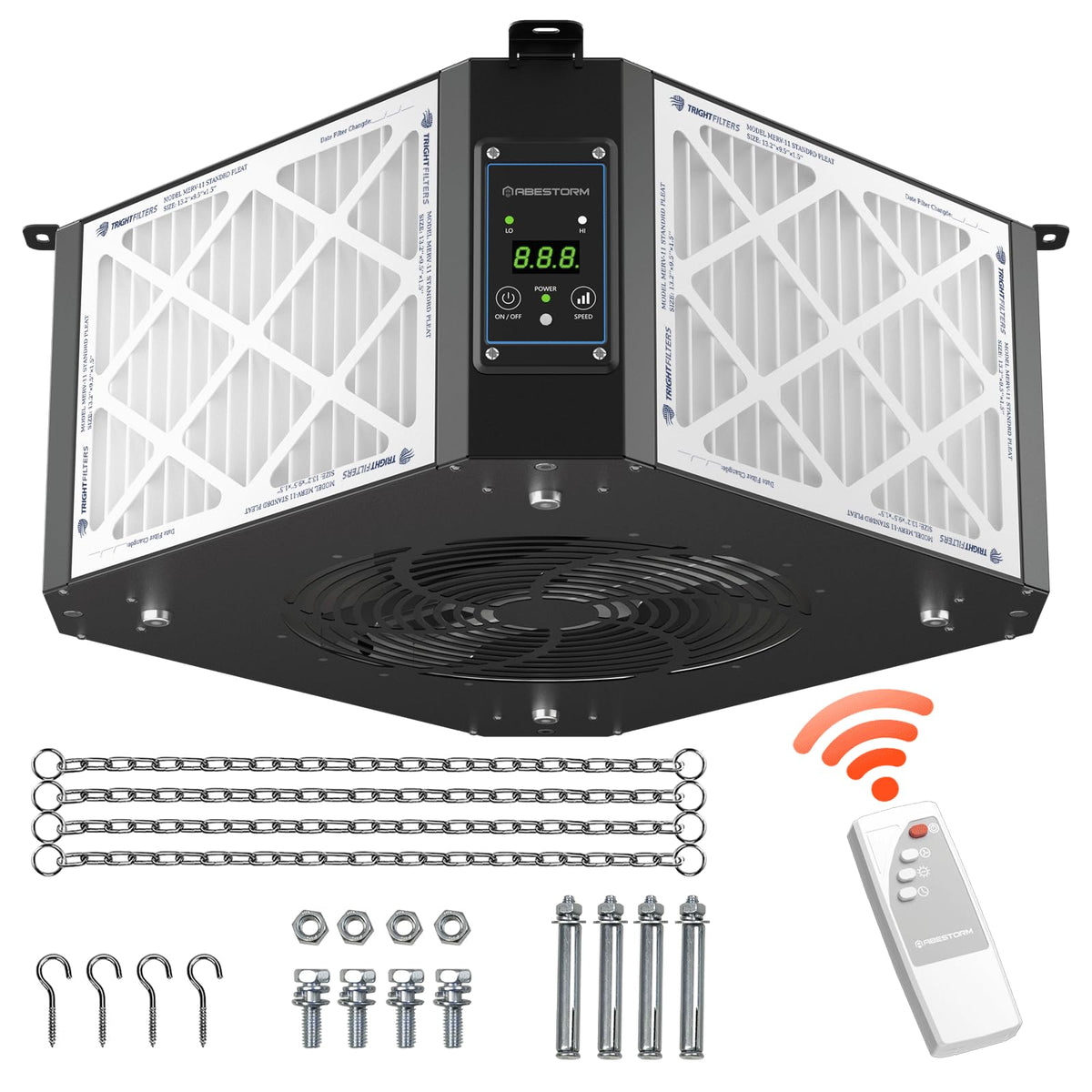 1350 CFM 360° Air Filtration System for Woodshop & Garage Black (Black)