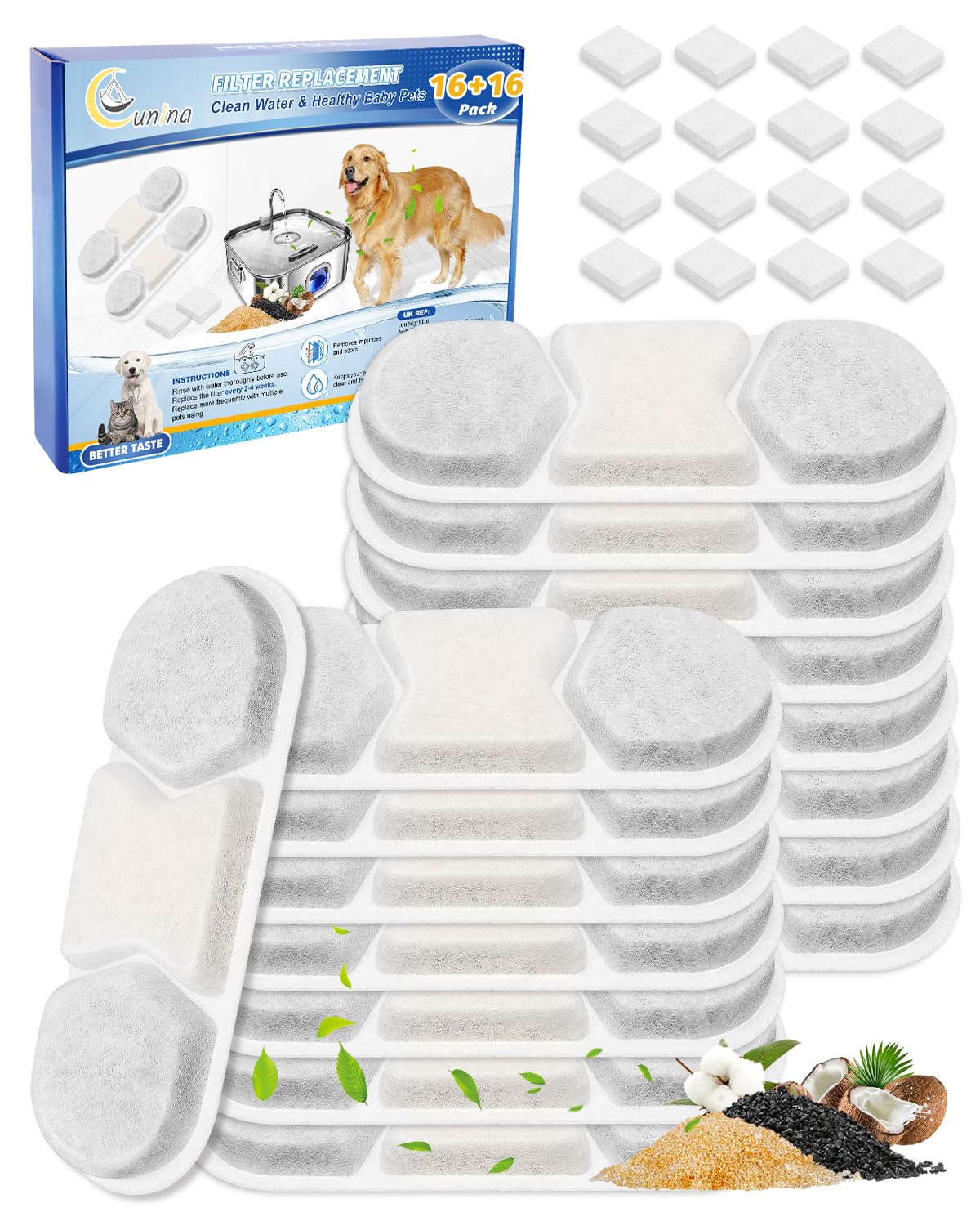 16+16 Pet Water Fountain Filter Compatible with MAILOFY WF120