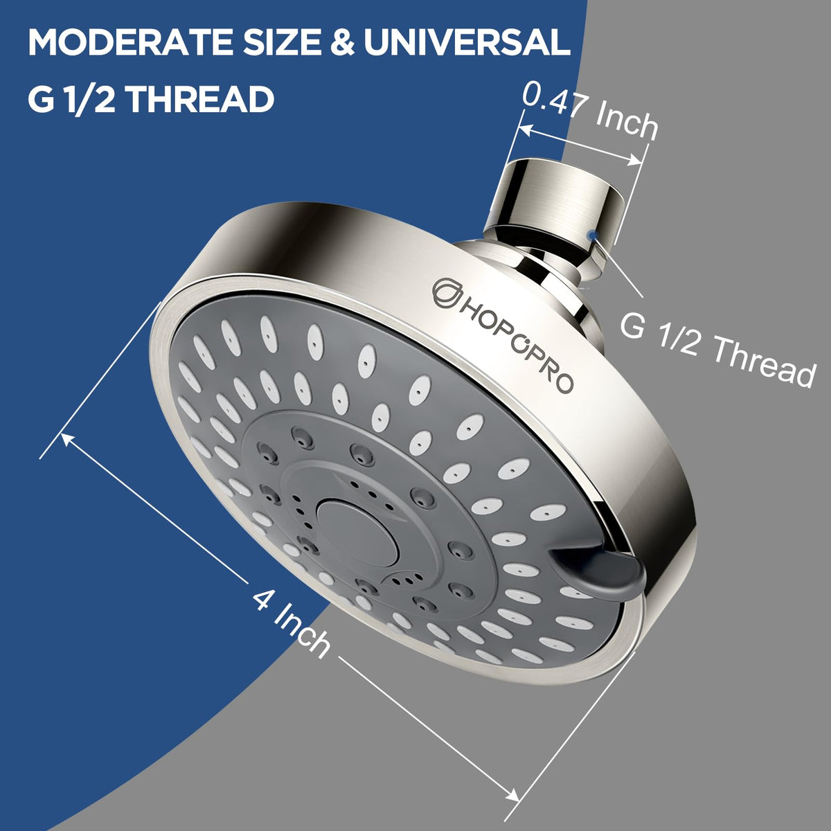 High Pressure Shower Head (4 Inch Modern / Brushed Nickel)