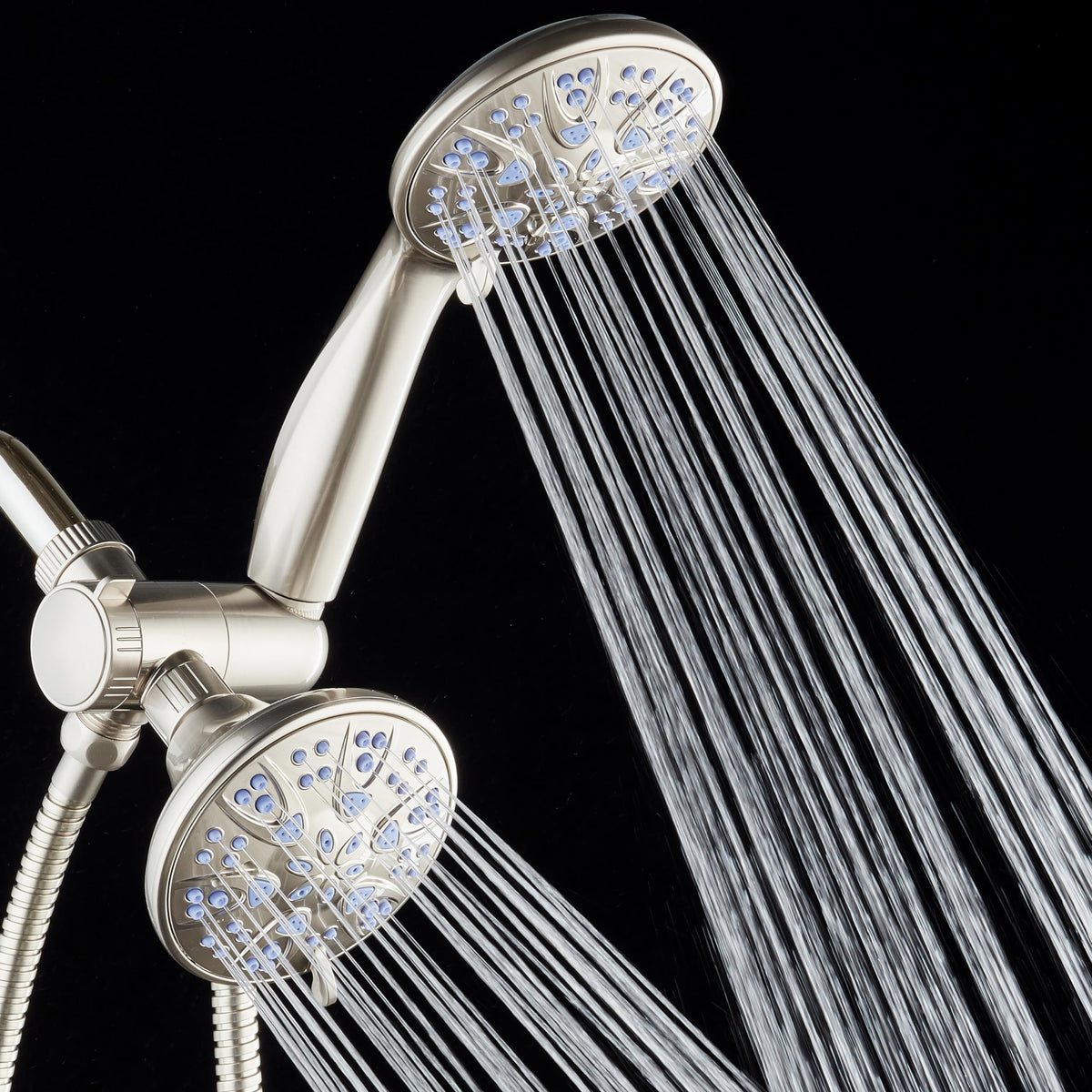 Antimicrobial (2.5 Gallons Per Minute / Satin Nickel / Sunset Blue Jets)