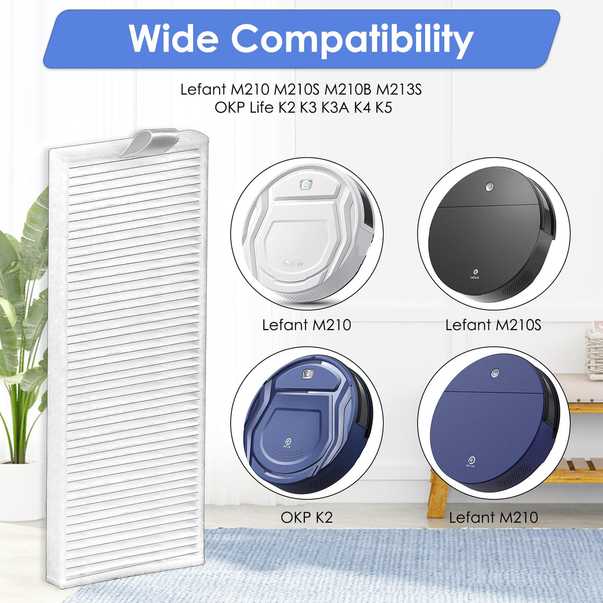 10 Pieces) HEPA Filter Compatible with Lefant M210B M213S M210S M210 M213, OKP Life K2 K3 K3A K4 K5, Replacement Parts Vacuum Filters (NOT FOR M210 PRO) (Lefant M210 filter (10 Pieces))