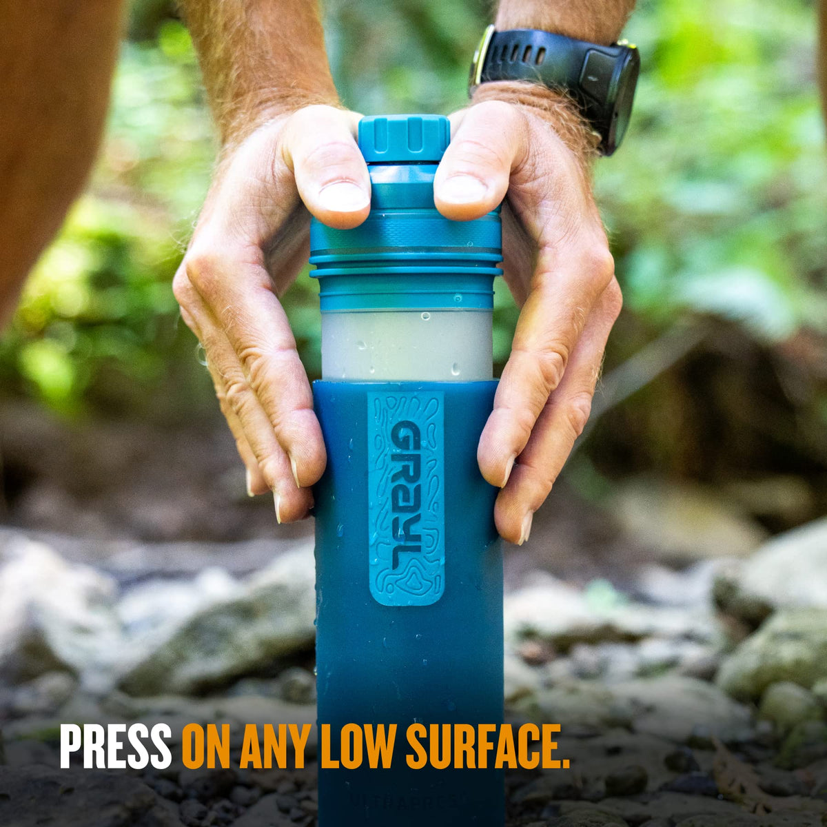 UltraPress 16.9 oz Water Purifier & Filter Bottle (Forest Blue)