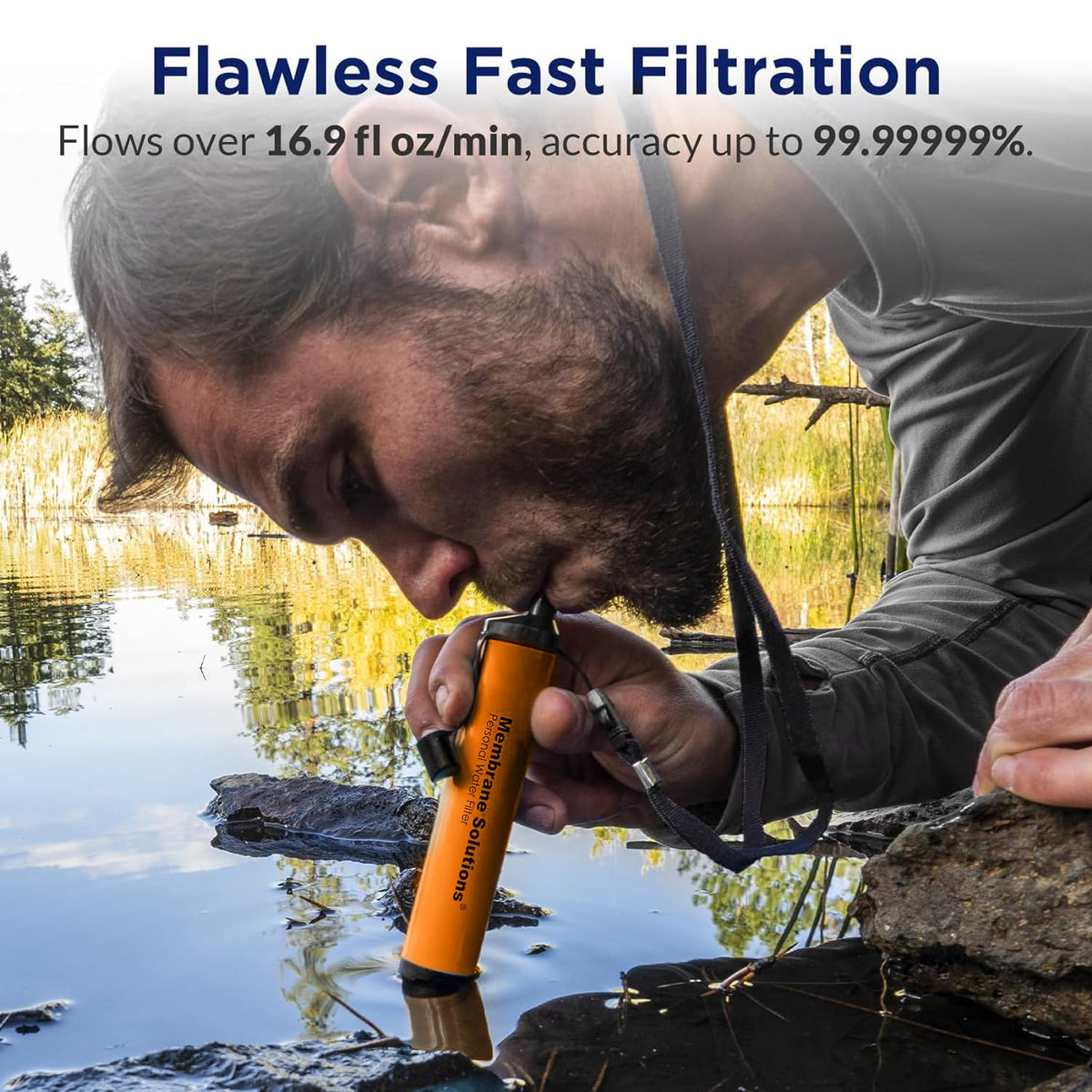 Personal Water Filter Straw S1 (1 Pack / Orange)