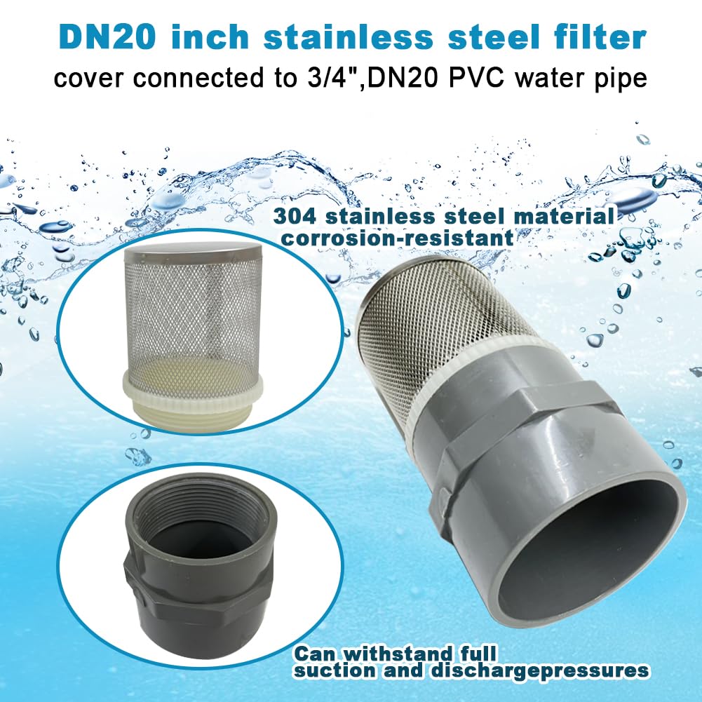 DN20 inch Stainless Steel Filter Cover Connected to 3 (3/4" DN20)
