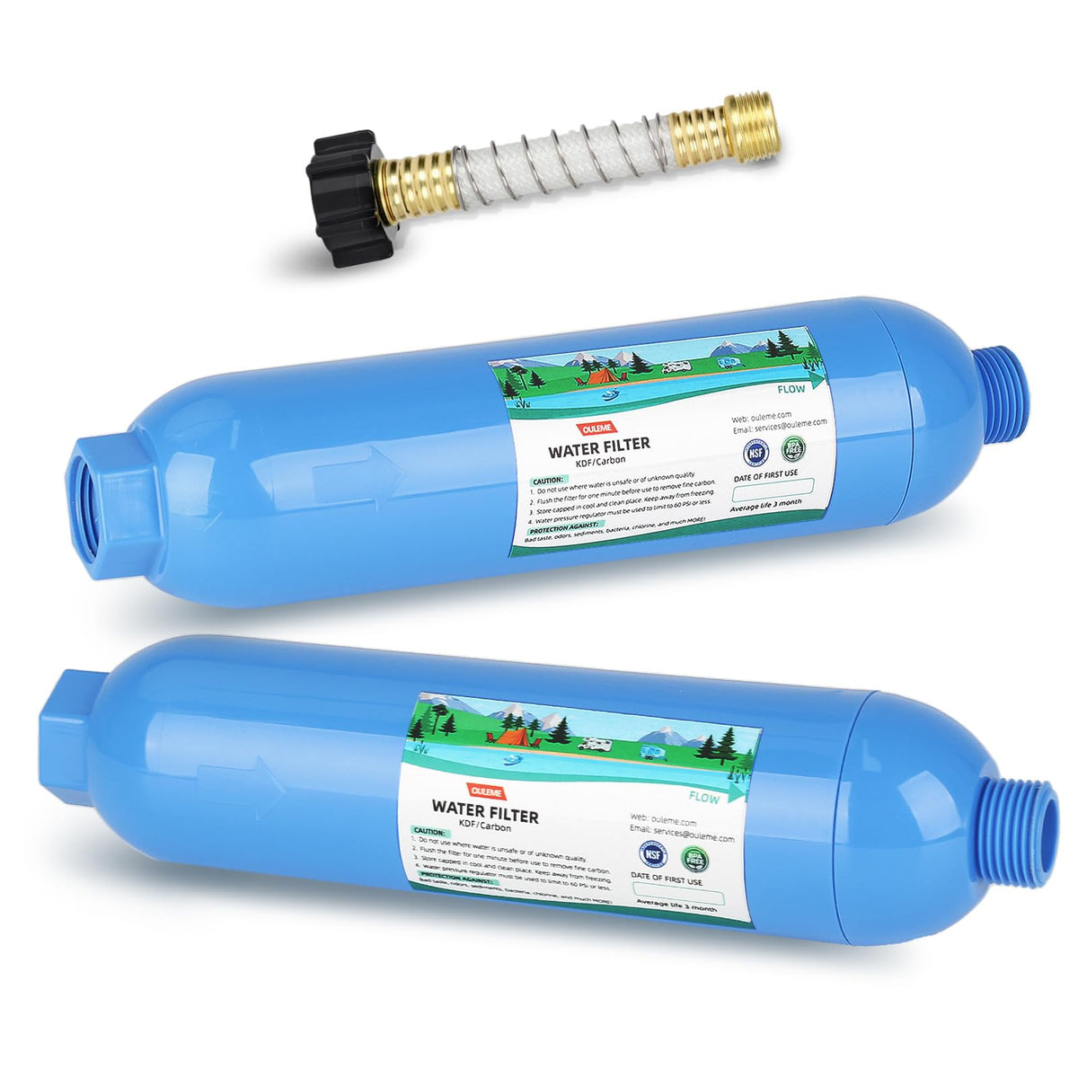 2PK NSF Certified Inline RV Drinking Water Filter & Flexible Hose Protector (2 Count (Pack of 1))