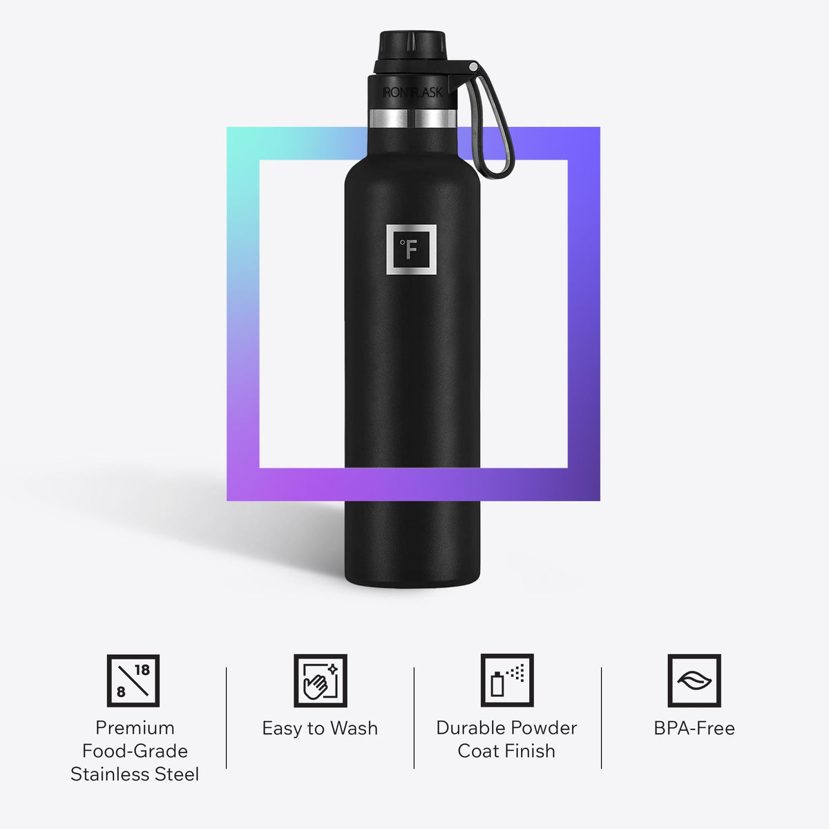 24 oz Narrow Mouth Water Bottle with Spout (Black Marquina)