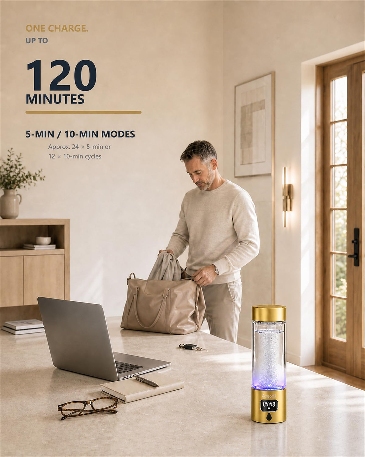 Hydrogen Water Bottle Generator (Gold)